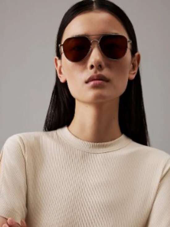 Calvin Klein CK24100S N 771 Unisex Aviator Sunglasses - Gold/Green main image 10